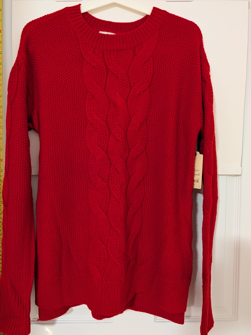 St. John's Bay Red Cable-Front Crewneck Sweater